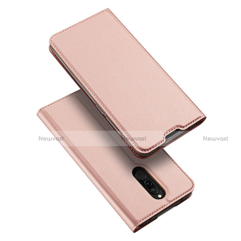 Leather Case Stands Flip Cover L05 Holder for Xiaomi Redmi 8 Rose Gold