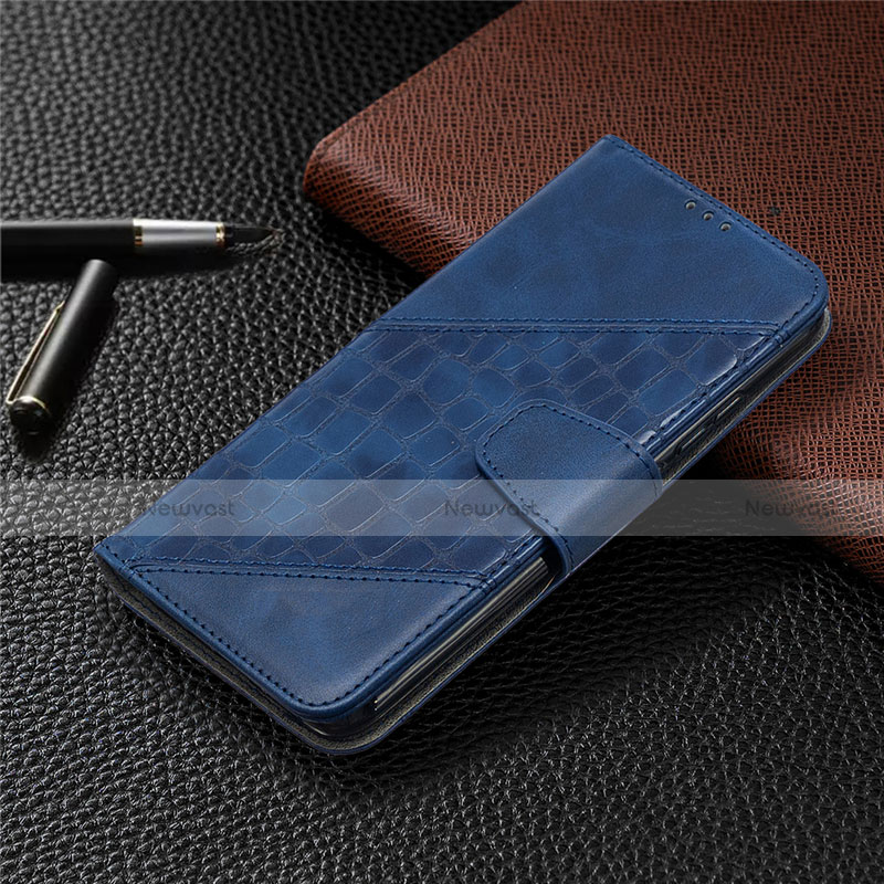 Leather Case Stands Flip Cover L05 Holder for Xiaomi Redmi 9 India Blue