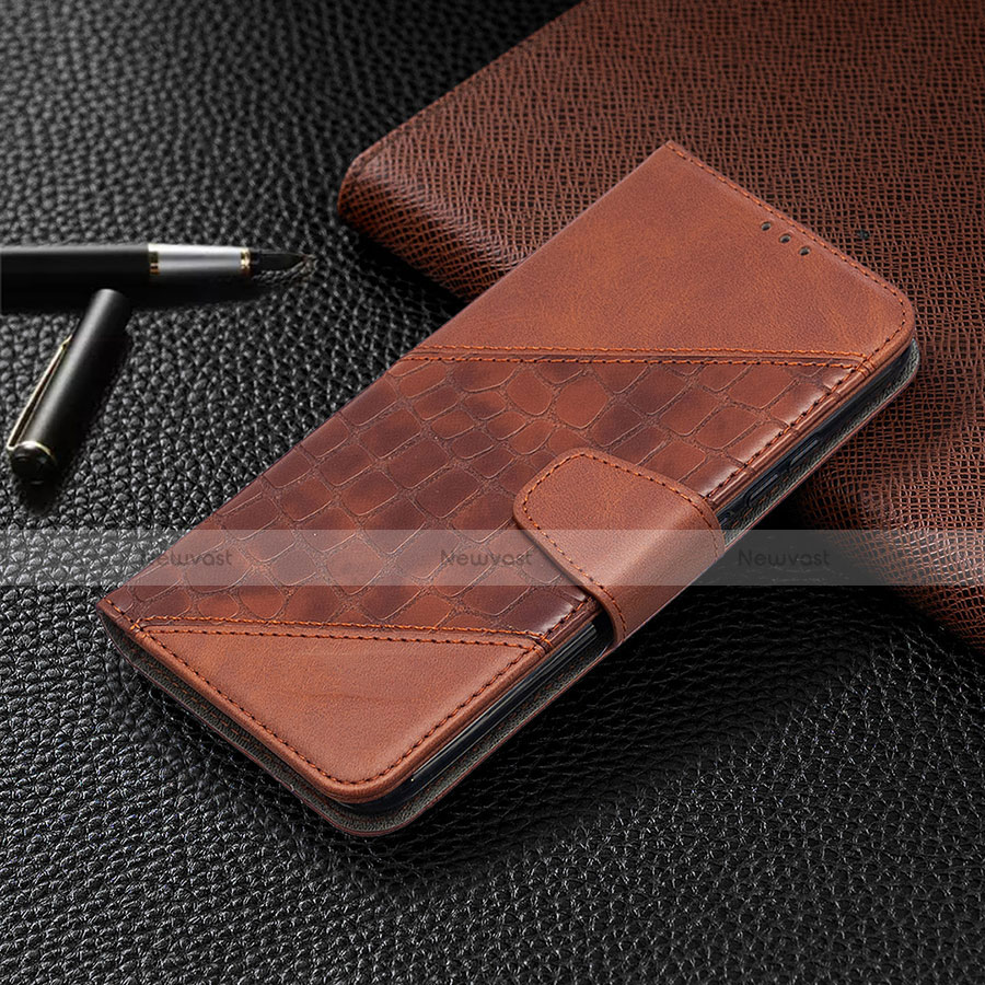 Leather Case Stands Flip Cover L05 Holder for Xiaomi Redmi 9 India Brown