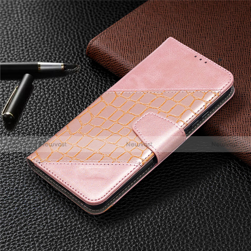 Leather Case Stands Flip Cover L05 Holder for Xiaomi Redmi 9 India Rose Gold