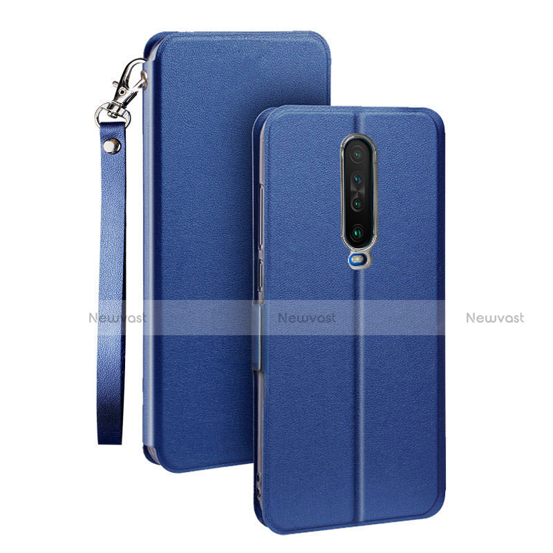 Leather Case Stands Flip Cover L05 Holder for Xiaomi Redmi K30 4G Blue