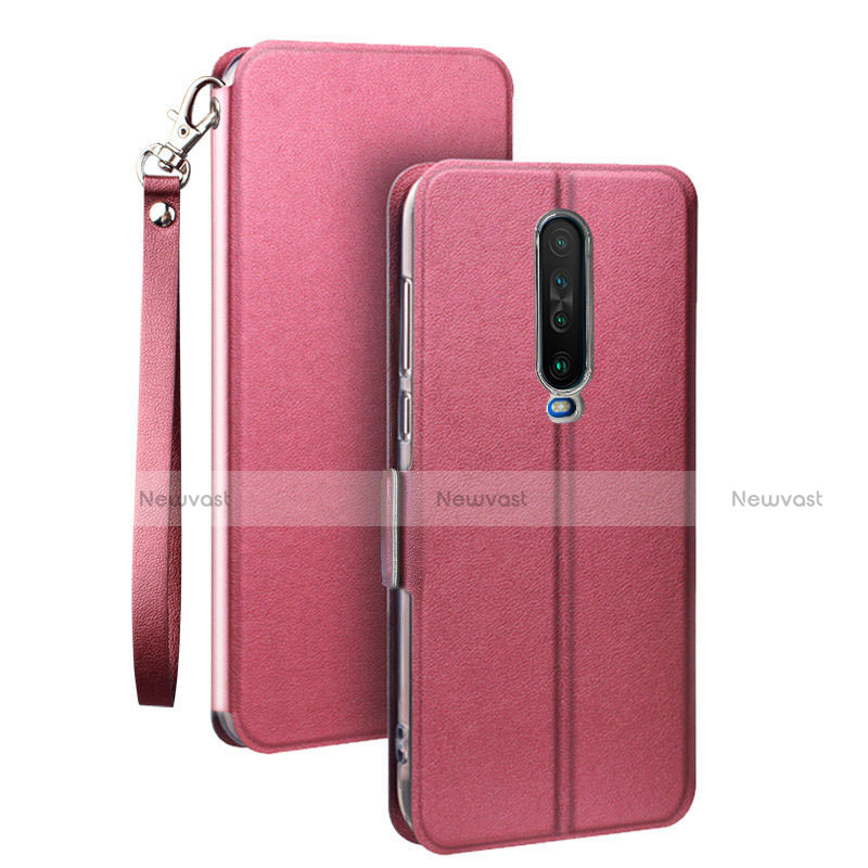 Leather Case Stands Flip Cover L05 Holder for Xiaomi Redmi K30 4G Hot Pink