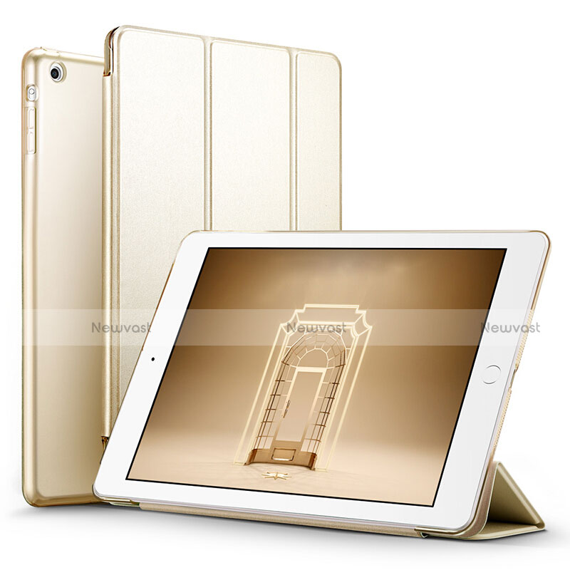 Leather Case Stands Flip Cover L06 for Apple iPad Mini 3 Gold