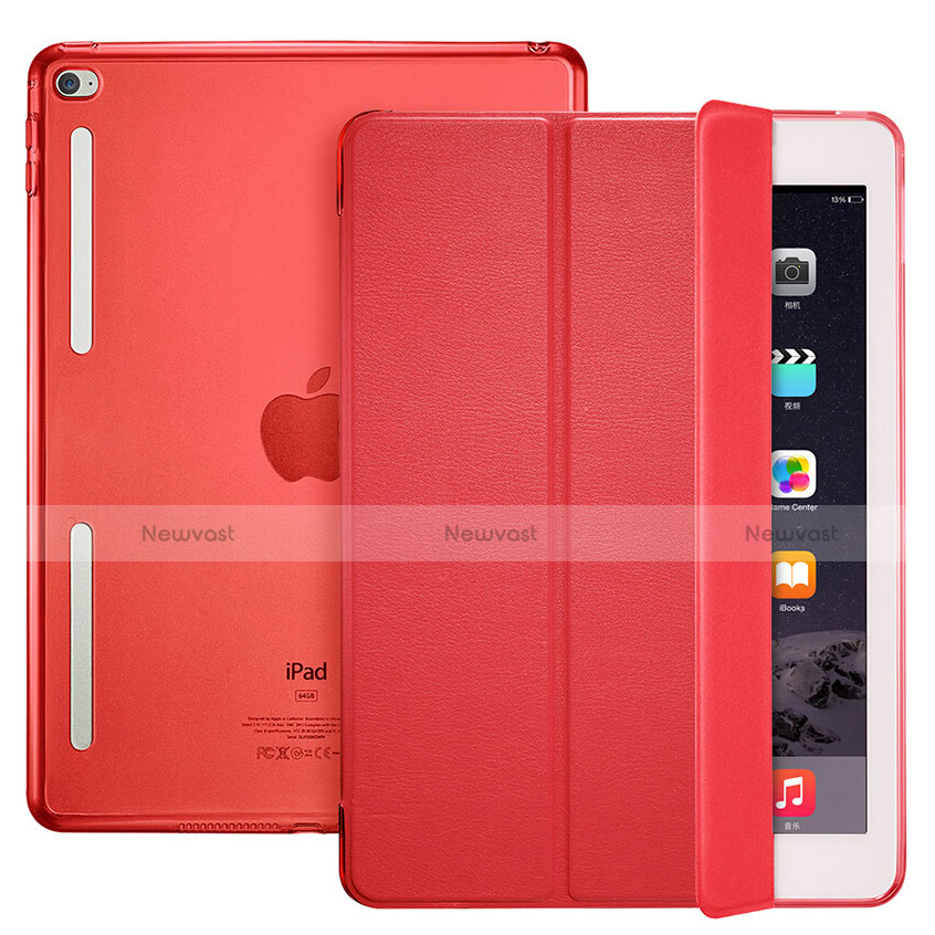 Leather Case Stands Flip Cover L06 for Apple iPad Mini 4 Red