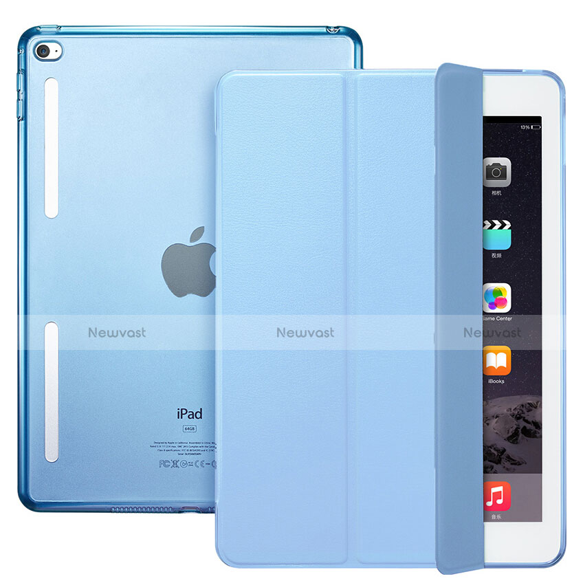 Leather Case Stands Flip Cover L06 for Apple iPad Mini 4 Sky Blue