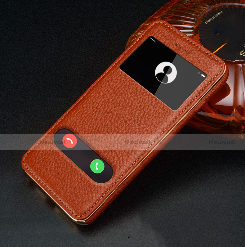 Leather Case Stands Flip Cover L06 for Apple iPhone 6 Brown