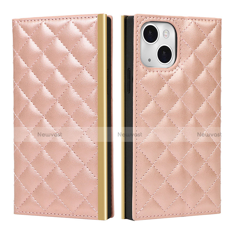 Leather Case Stands Flip Cover L06 Holder for Apple iPhone 13 Rose Gold