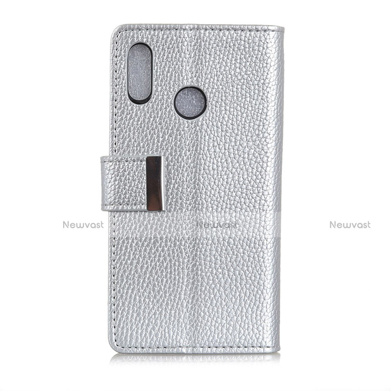 Leather Case Stands Flip Cover L06 Holder for Asus Zenfone Max ZB555KL Silver