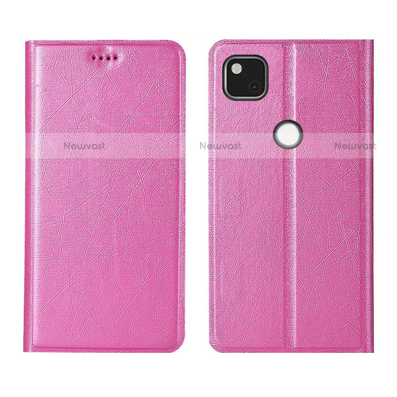 Leather Case Stands Flip Cover L06 Holder for Google Pixel 4a Pink