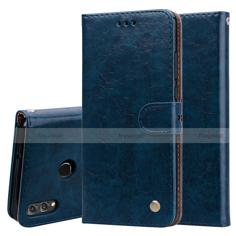 Leather Case Stands Flip Cover L06 Holder for Huawei Honor 8X Blue