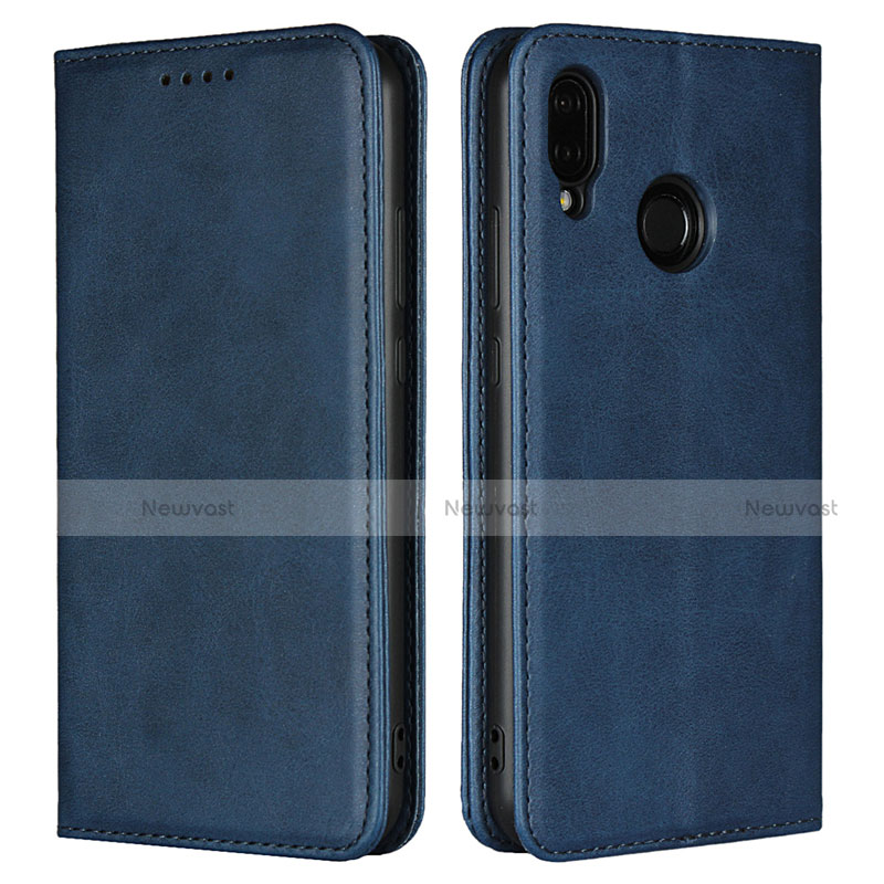 Leather Case Stands Flip Cover L06 Holder for Huawei Nova 3e Blue