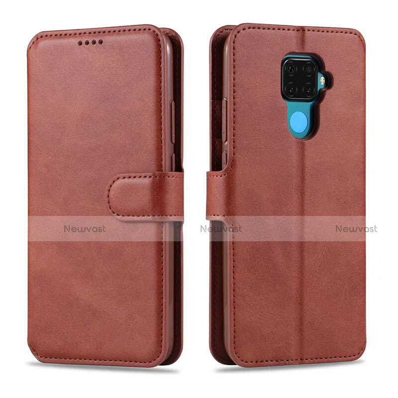 Leather Case Stands Flip Cover L06 Holder for Huawei Nova 5z Brown