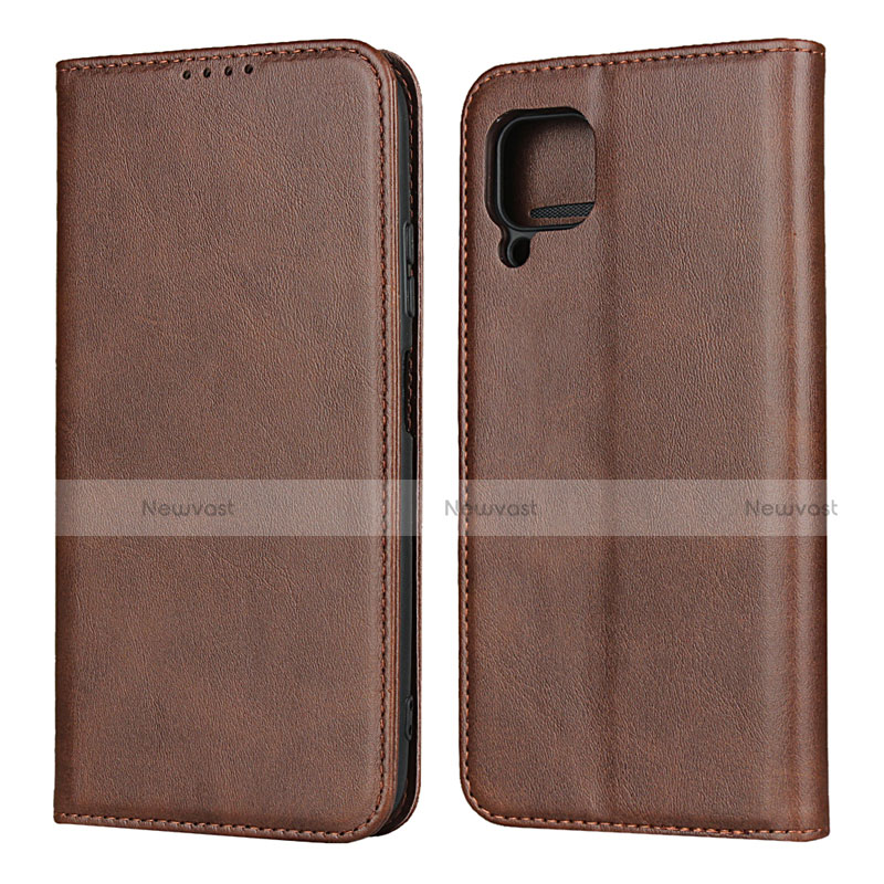 Leather Case Stands Flip Cover L06 Holder for Huawei Nova 7i Brown