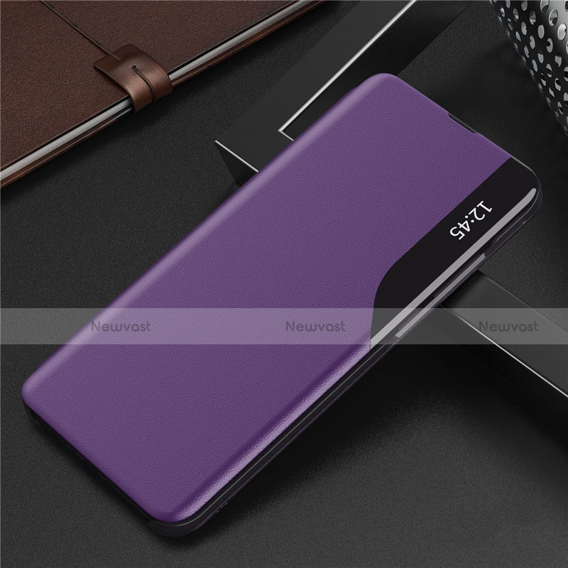 Leather Case Stands Flip Cover L06 Holder for Huawei P Smart (2021) Purple