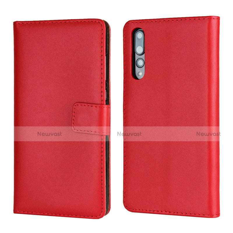 Leather Case Stands Flip Cover L06 Holder for Huawei P20 Pro Red