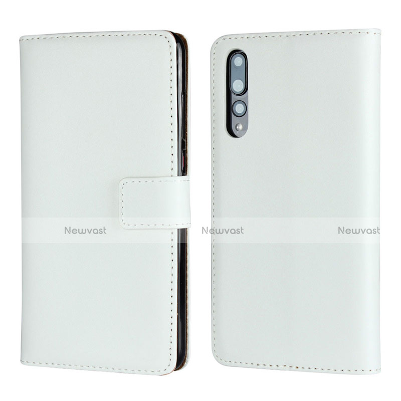 Leather Case Stands Flip Cover L06 Holder for Huawei P20 Pro White