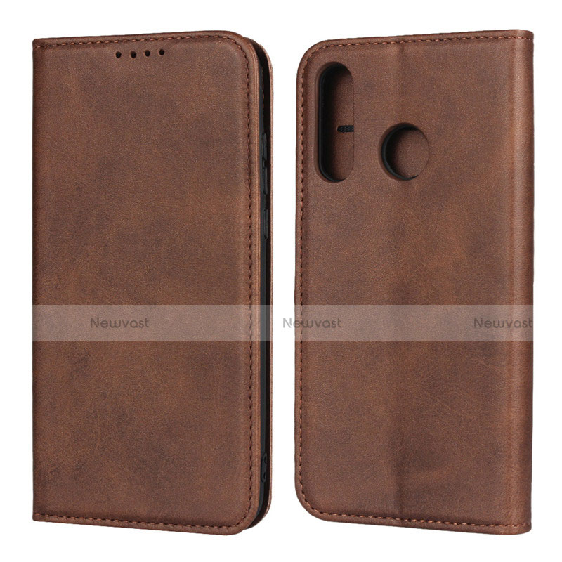 Leather Case Stands Flip Cover L06 Holder for Huawei P30 Lite Brown