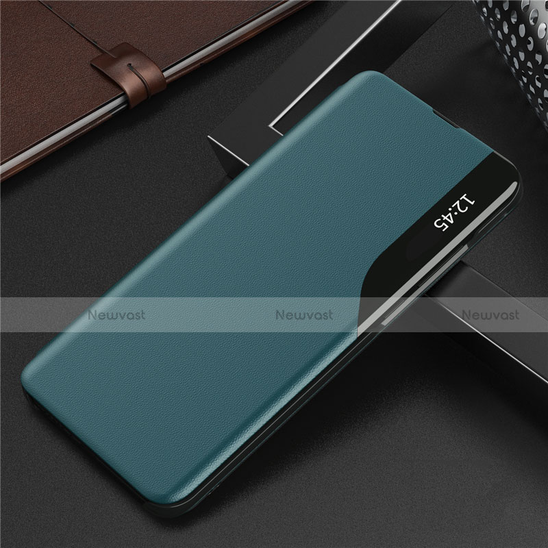 Leather Case Stands Flip Cover L06 Holder for Huawei Y7a Cyan