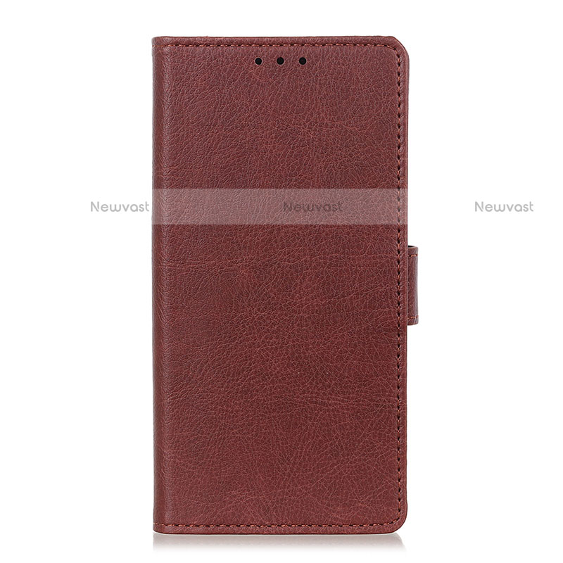 Leather Case Stands Flip Cover L06 Holder for Motorola Moto Edge Brown