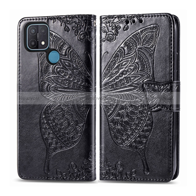 Leather Case Stands Flip Cover L06 Holder for Oppo A35 Black