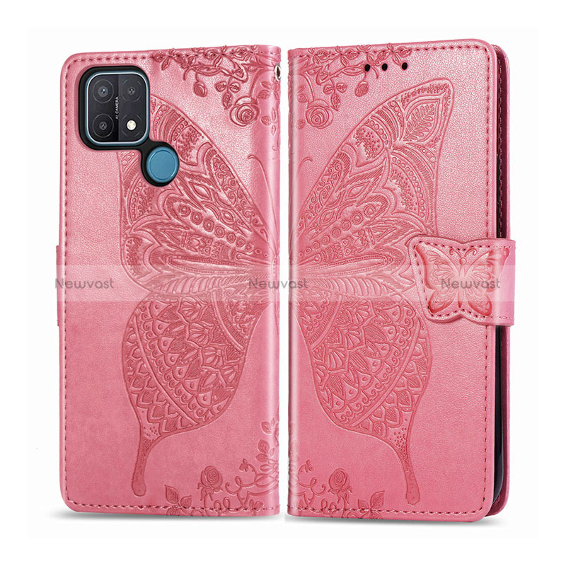 Leather Case Stands Flip Cover L06 Holder for Oppo A35 Pink