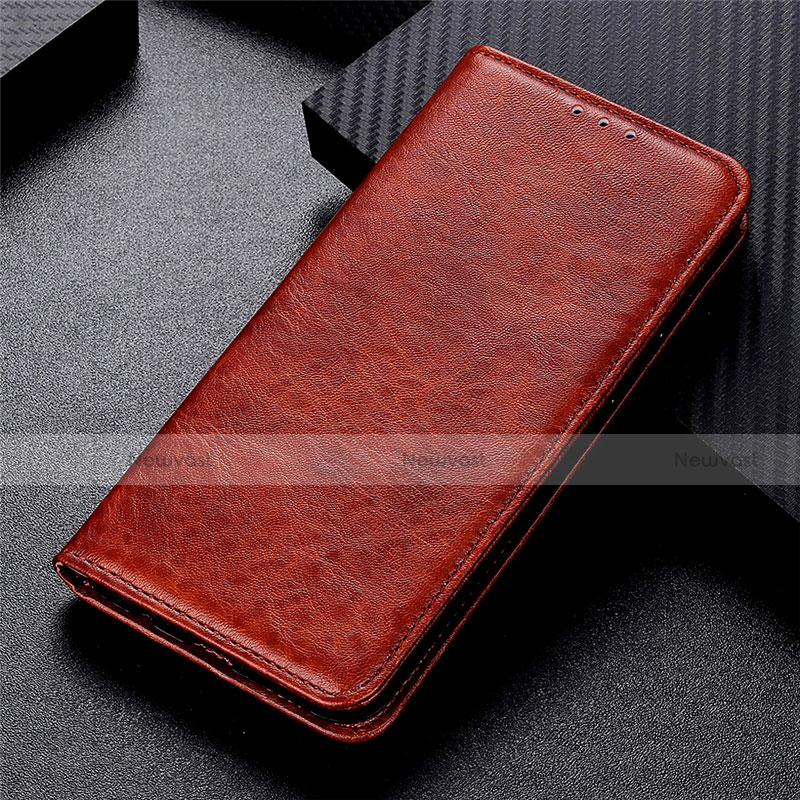Leather Case Stands Flip Cover L06 Holder for Oppo A53 Brown