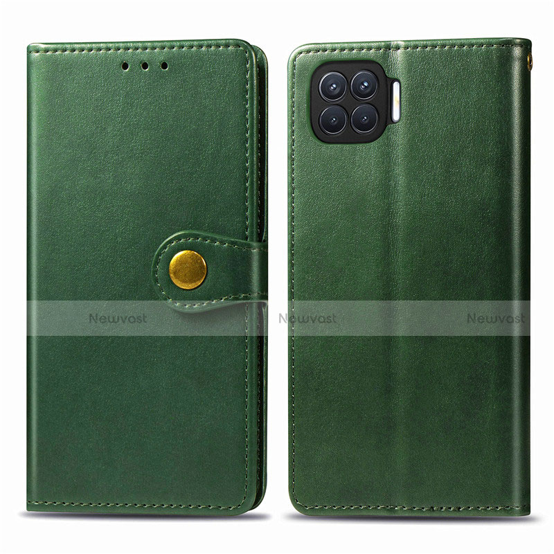 Leather Case Stands Flip Cover L06 Holder for Oppo F17 Pro Green