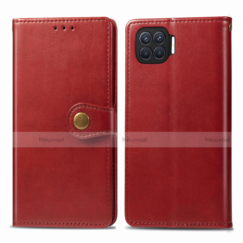 Leather Case Stands Flip Cover L06 Holder for Oppo F17 Pro Red