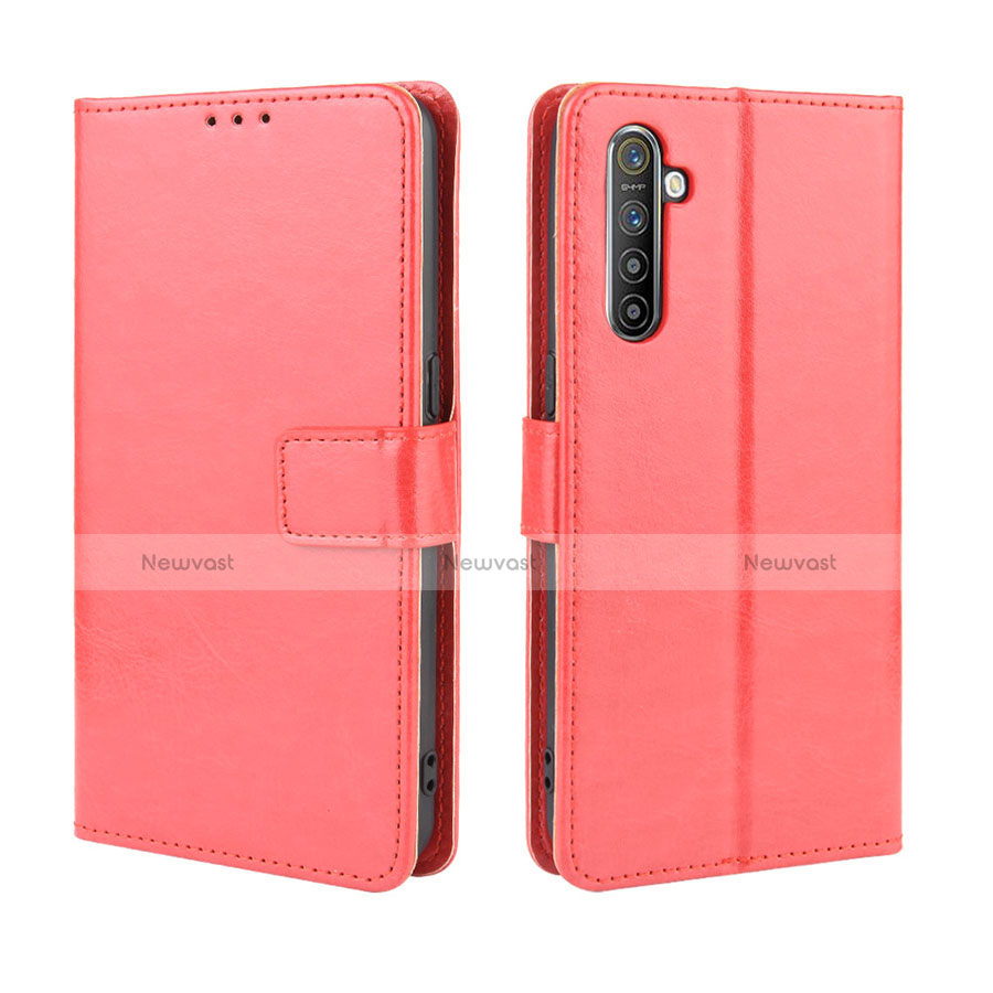 Leather Case Stands Flip Cover L06 Holder for Oppo K5 Red