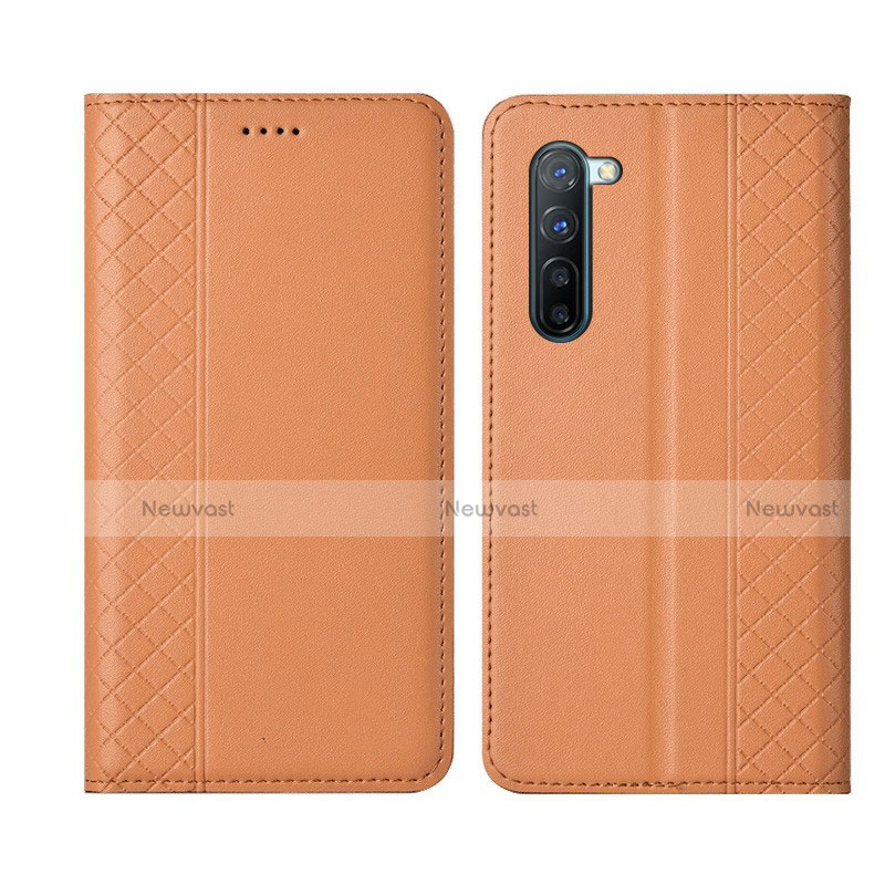 Leather Case Stands Flip Cover L06 Holder for Oppo K7 5G Orange