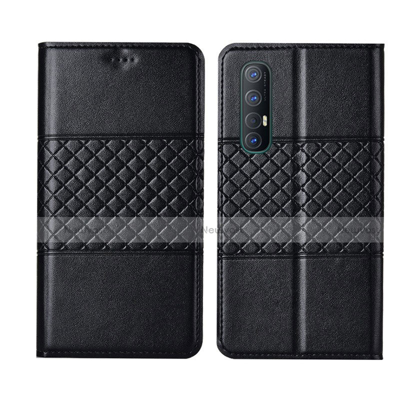 Leather Case Stands Flip Cover L06 Holder for Oppo Reno3 Pro Black