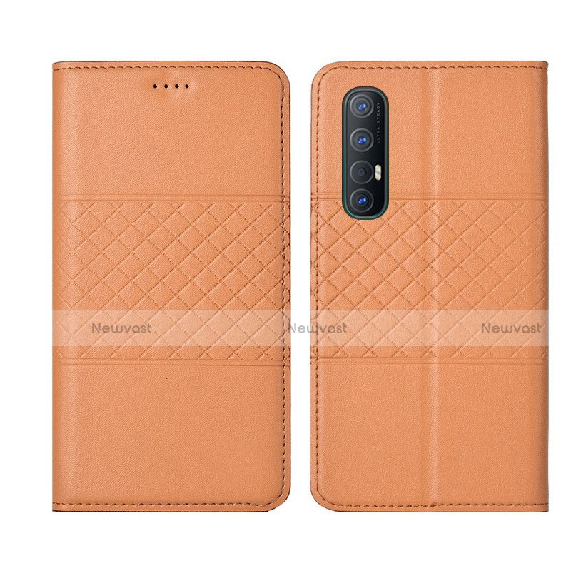 Leather Case Stands Flip Cover L06 Holder for Oppo Reno3 Pro Orange