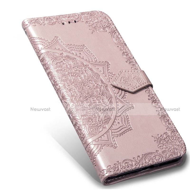 Leather Case Stands Flip Cover L06 Holder for Realme 6 Pro Rose Gold