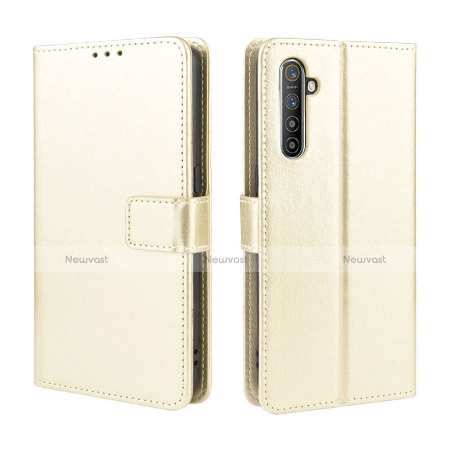 Leather Case Stands Flip Cover L06 Holder for Realme X2 Gold