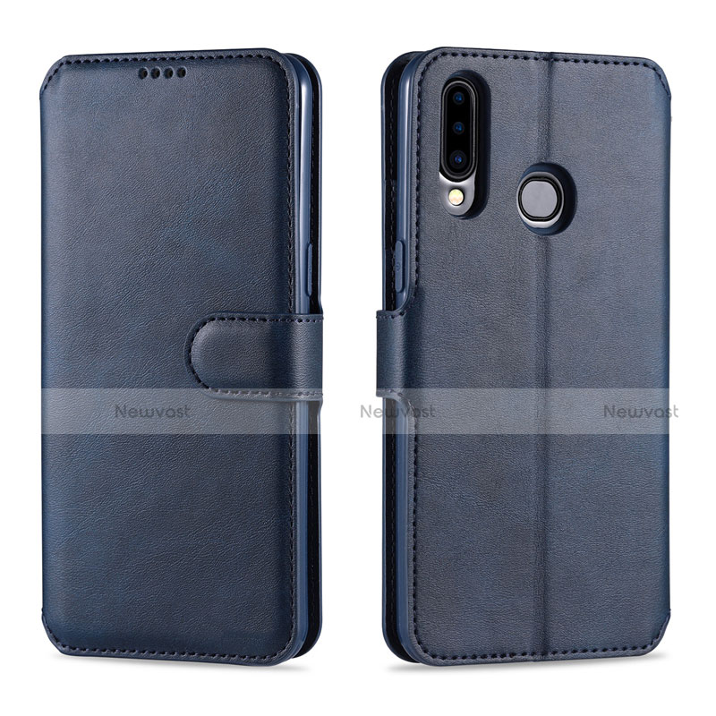 Leather Case Stands Flip Cover L06 Holder for Samsung Galaxy A20s Blue