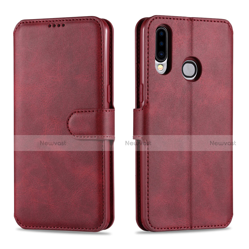 Leather Case Stands Flip Cover L06 Holder for Samsung Galaxy A20s Red