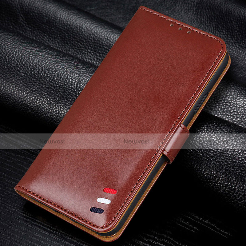 Leather Case Stands Flip Cover L06 Holder for Samsung Galaxy A31 Brown