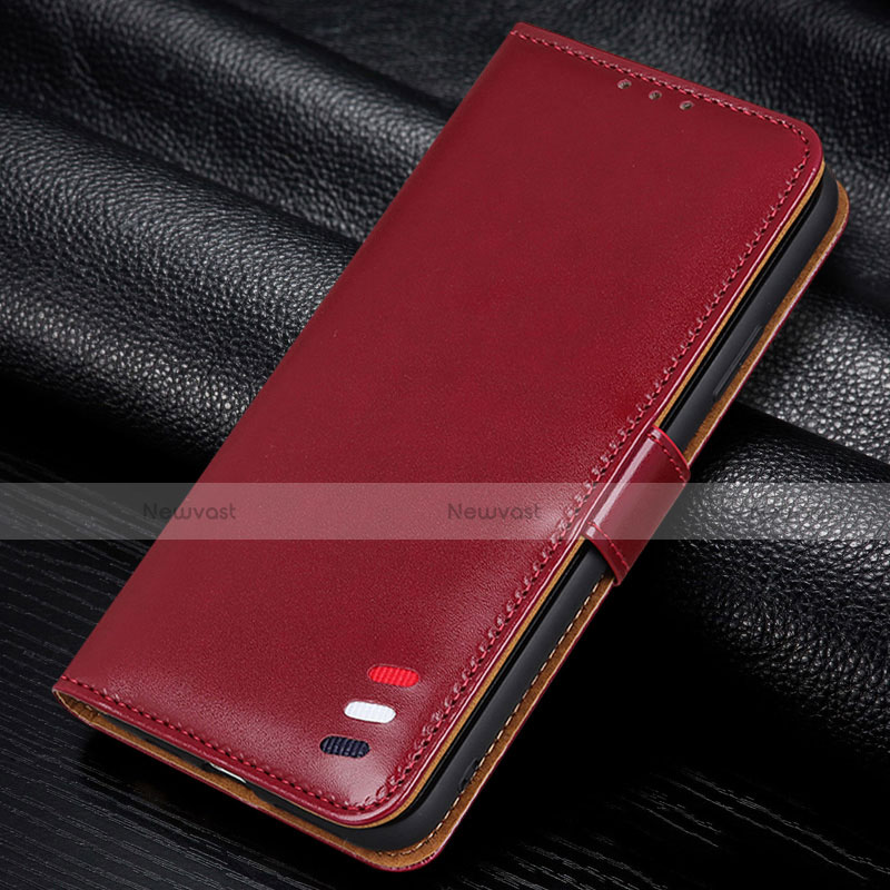 Leather Case Stands Flip Cover L06 Holder for Samsung Galaxy A31 Red