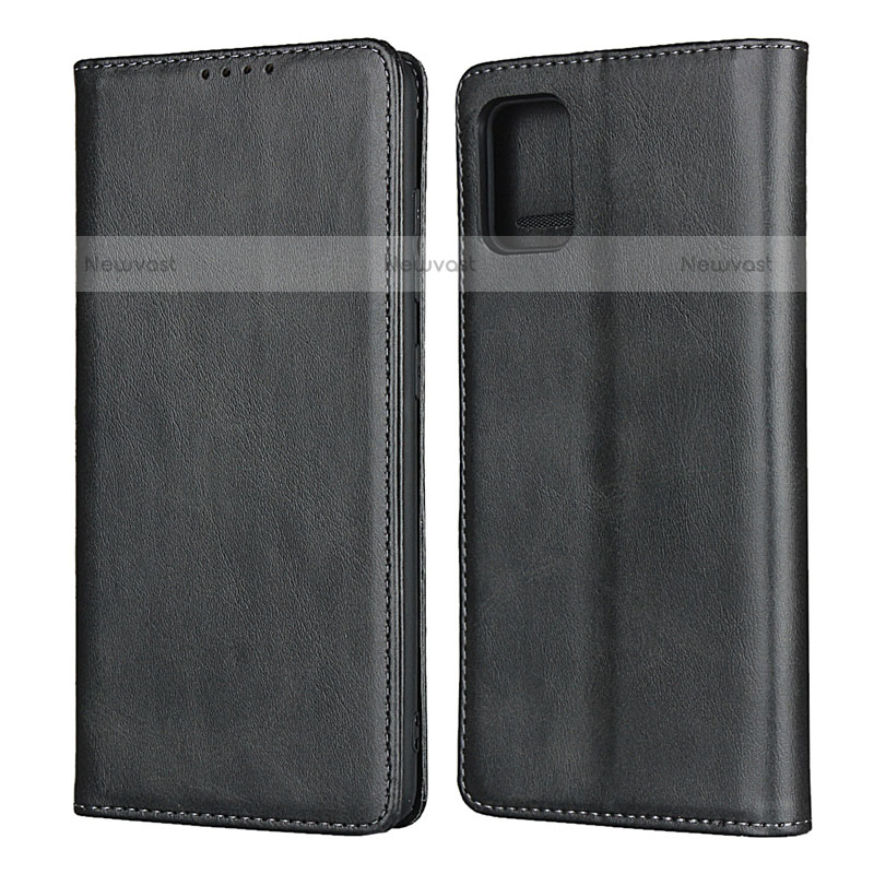 Leather Case Stands Flip Cover L06 Holder for Samsung Galaxy A71 4G A715 Black