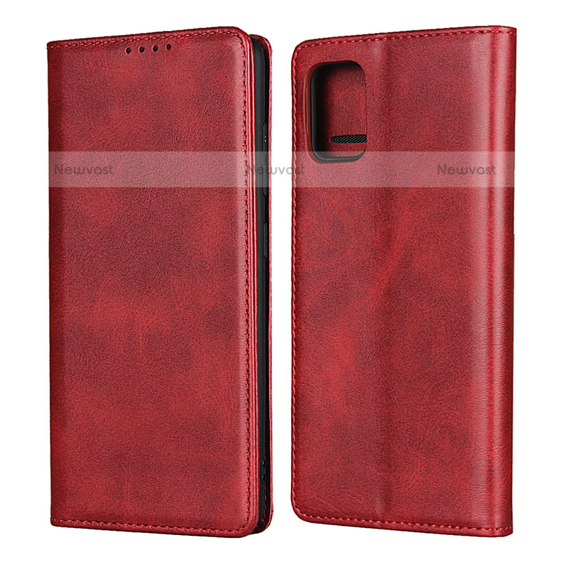 Leather Case Stands Flip Cover L06 Holder for Samsung Galaxy A71 4G A715 Red