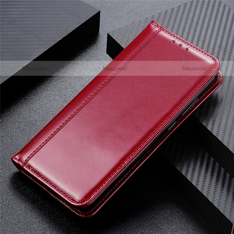 Leather Case Stands Flip Cover L06 Holder for Samsung Galaxy M11 Red Wine