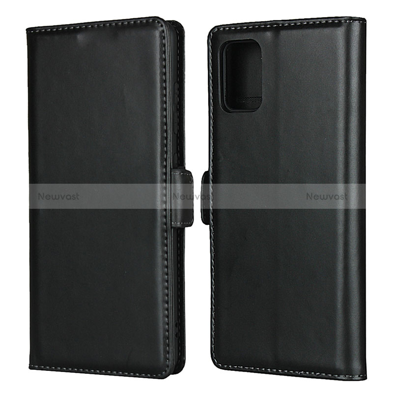 Leather Case Stands Flip Cover L06 Holder for Samsung Galaxy M40S Black