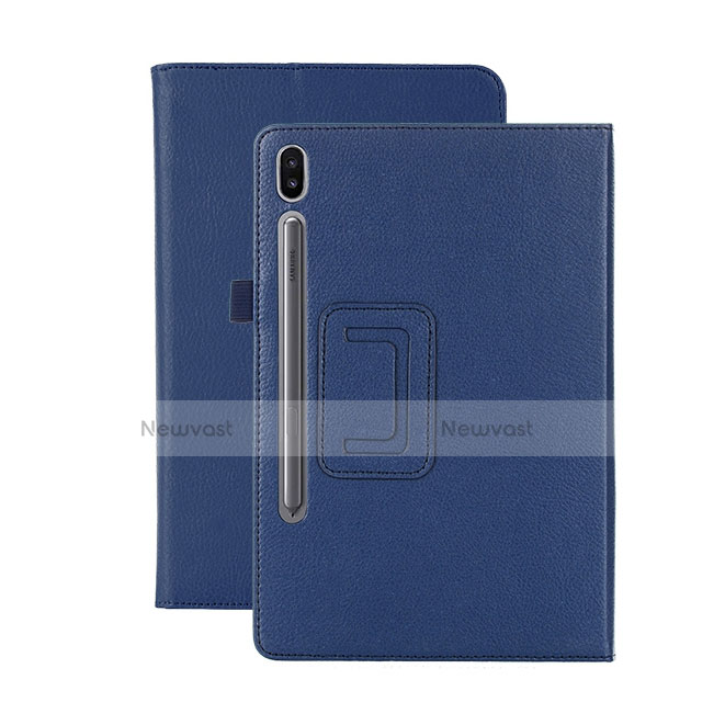 Leather Case Stands Flip Cover L06 Holder for Samsung Galaxy Tab S6 10.5 SM-T860 Blue