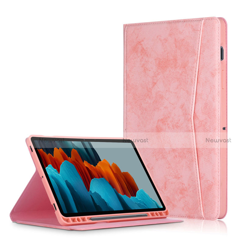 Leather Case Stands Flip Cover L06 Holder for Samsung Galaxy Tab S7 11 Wi-Fi SM-T870 Pink