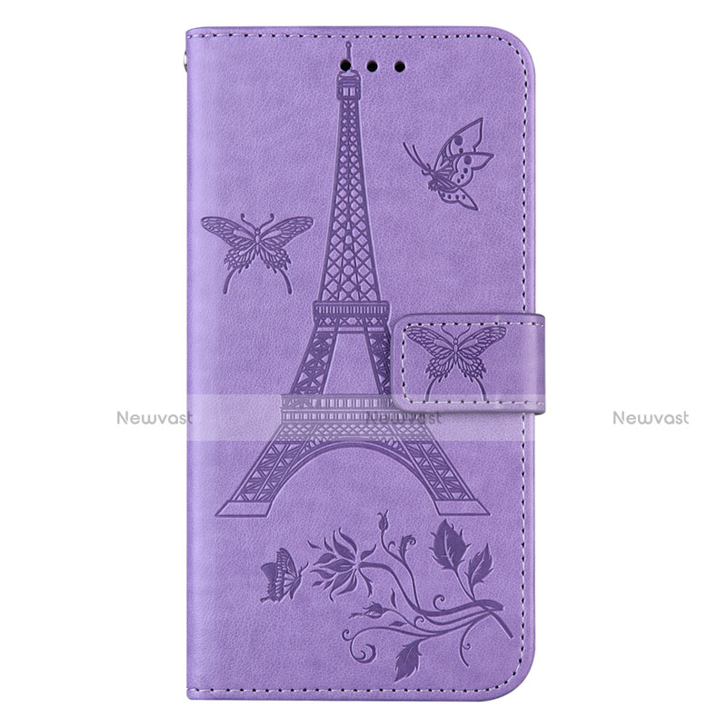 Leather Case Stands Flip Cover L06 Holder for Sony Xperia 8 Clove Purple