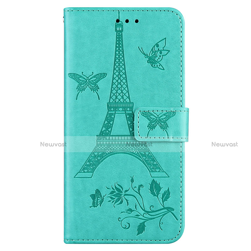 Leather Case Stands Flip Cover L06 Holder for Sony Xperia 8 Cyan