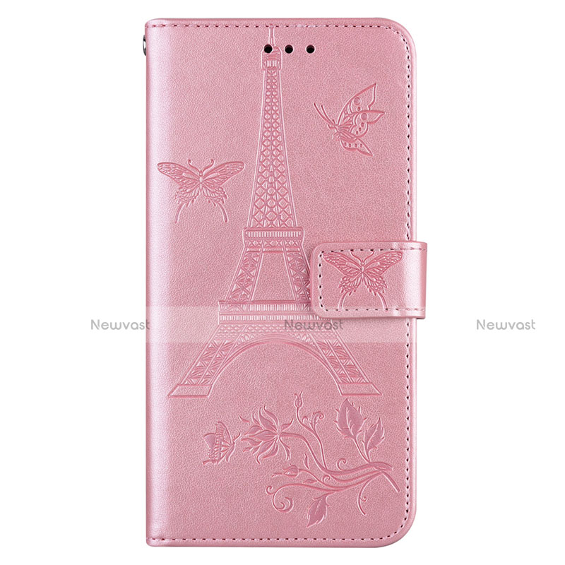 Leather Case Stands Flip Cover L06 Holder for Sony Xperia 8 Rose Gold