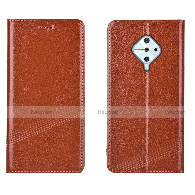 Leather Case Stands Flip Cover L06 Holder for Vivo S1 Pro Orange