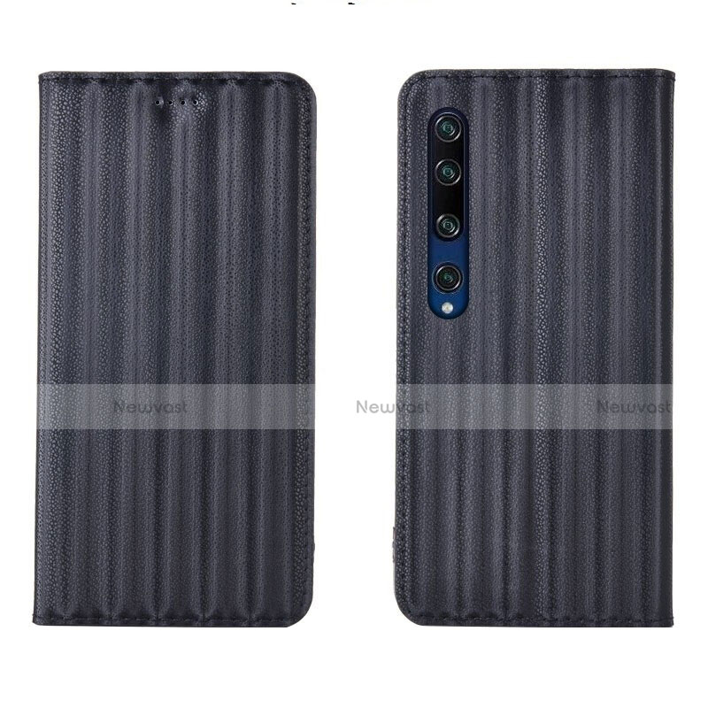 Leather Case Stands Flip Cover L06 Holder for Xiaomi Mi 10 Black