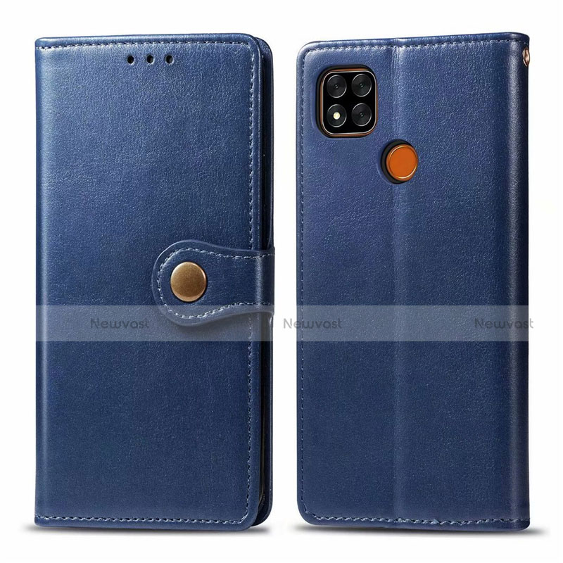 Leather Case Stands Flip Cover L06 Holder for Xiaomi Redmi 9C Blue